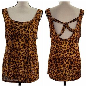 LIPSTICK Leopard Strappy Sleeveless Top Size Large